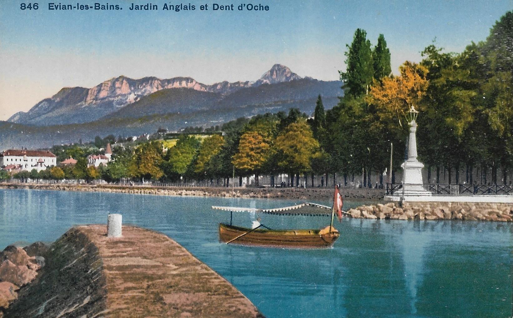 /France/FR_place_1903-1938_Evian-les-Bains. Jardin Anglais et Dent d'Oche color.jpg